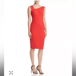 Black Halo Maven Dress in “Chic Red” Asymmetric Midi Dress